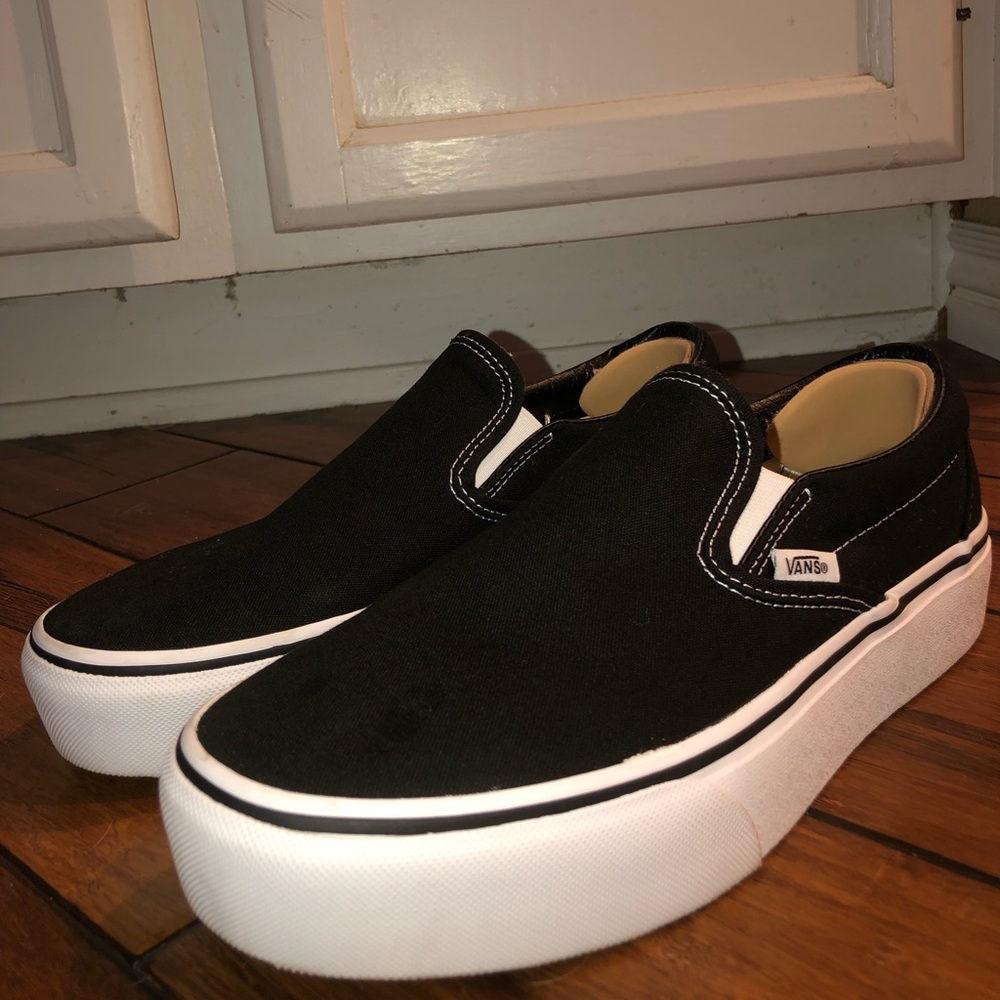 Black size 9 platform slip on vans!!